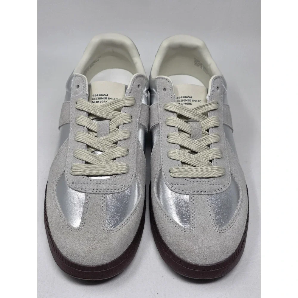 Steve Madden Mens Dixon Leather Lace-Up Casual Sneakers Silver Size 10 New
